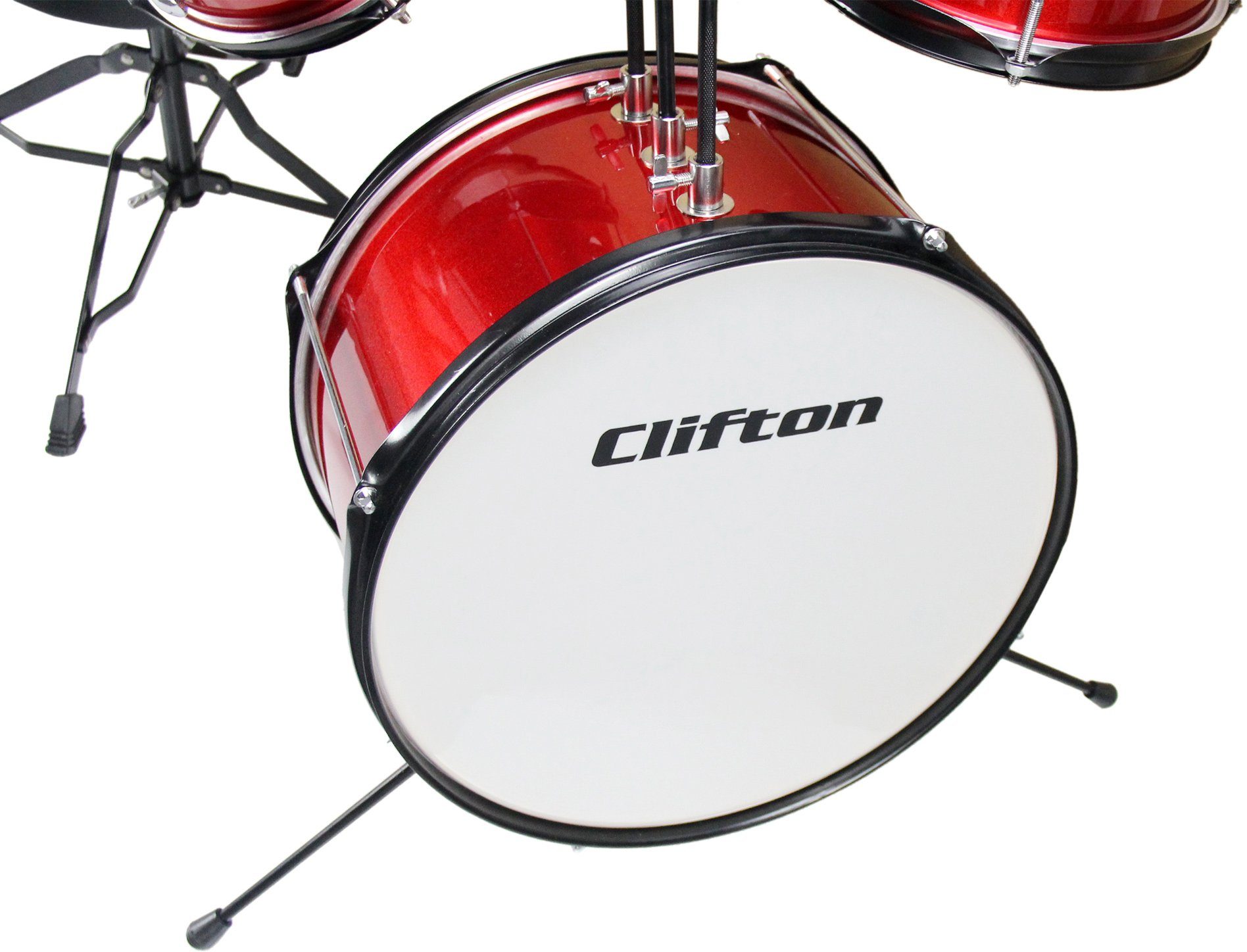 Clifton Kinderschlagzeug Junior Drum, rot, 3-St.