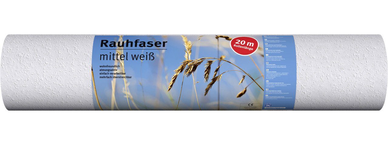 Erfurt Papiertapete Erfurt Rauhfaser mittel weiß 20 x 0,53 m