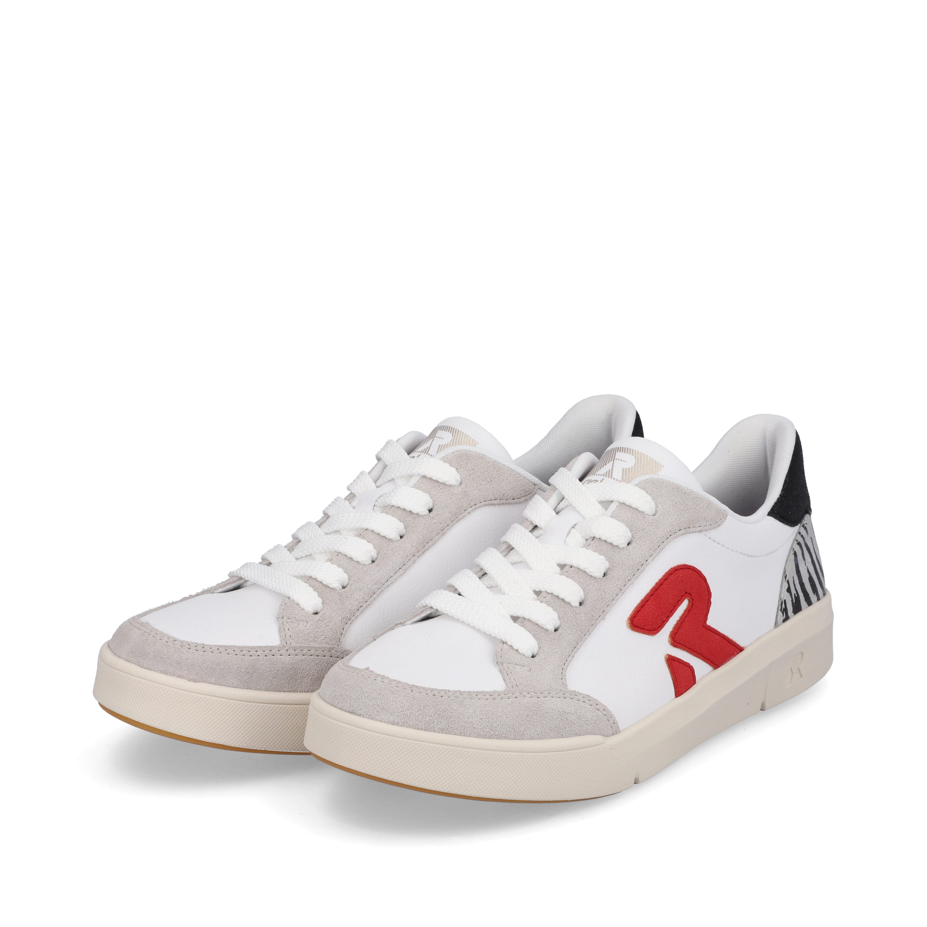 Rieker Damen Sneaker Low swan-white arctic-grey zebra