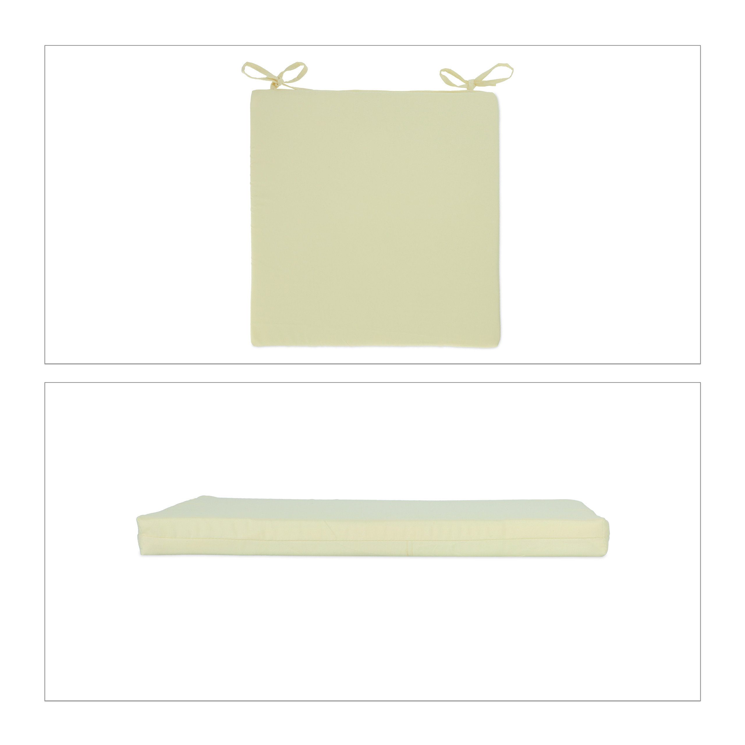 relaxdays Stuhlkissen Beigefarbene Stuhlkissen 4er Set