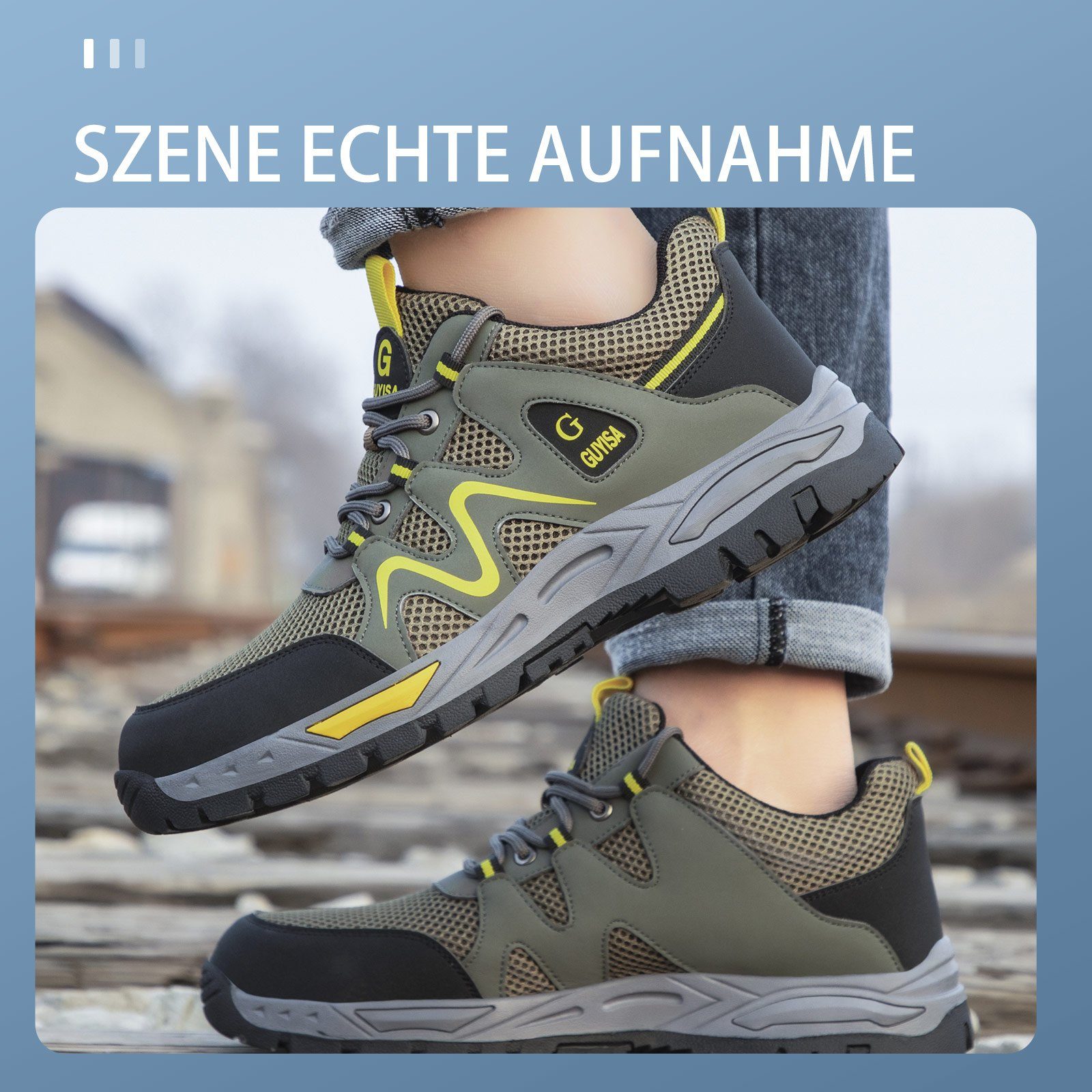 TOPMELON Herren Arbeitsschuhe Stahlkappe Sneaker Leichte Sicherheitsschuh
