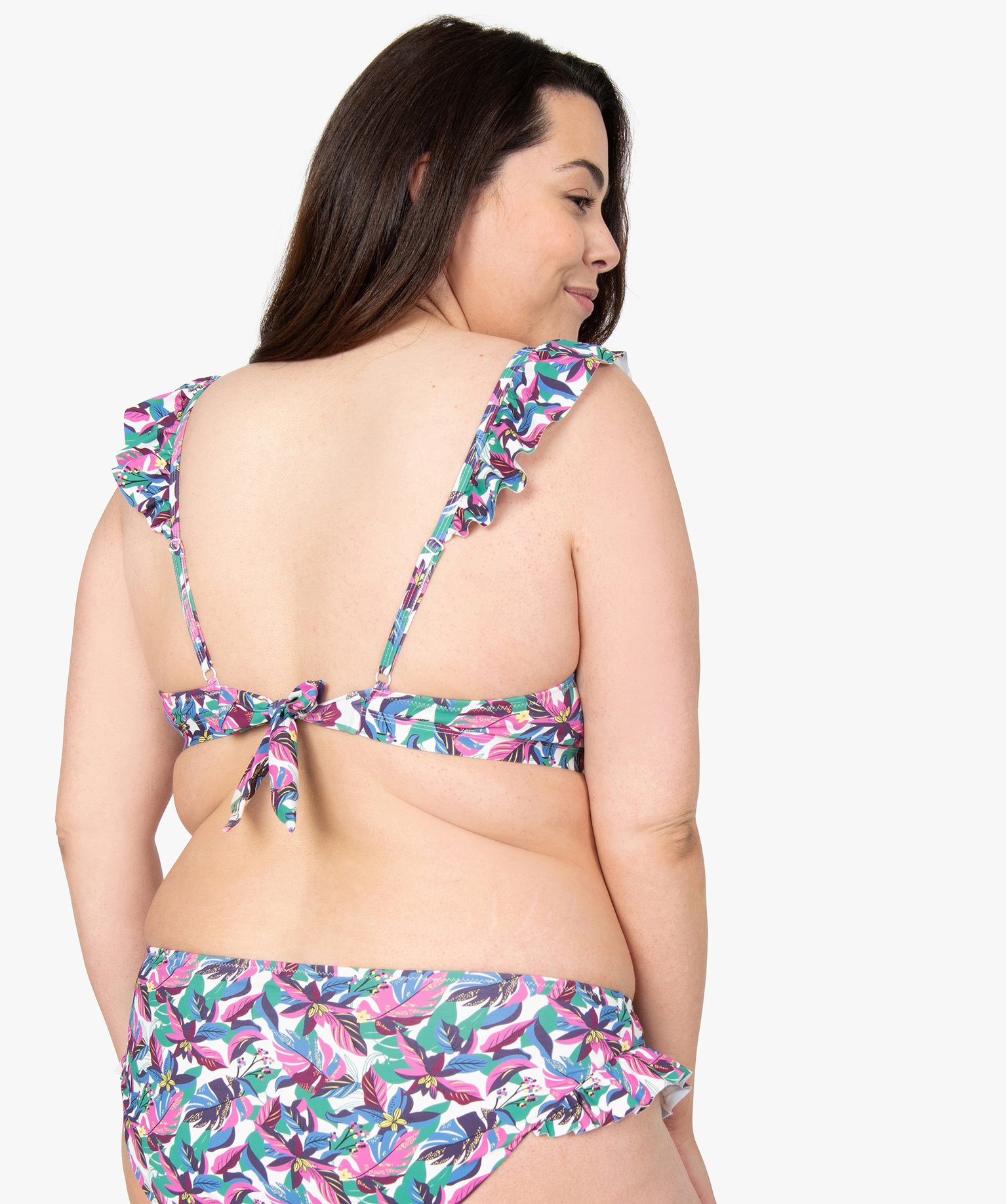 Haut de maillot de bain femme grande taille imprimé avec br... imprime | GEMO