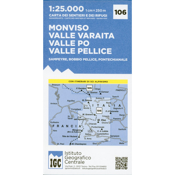 IGC Italien 1 : 25 000 Wanderkarte 106 Monviso - Wanderkarte