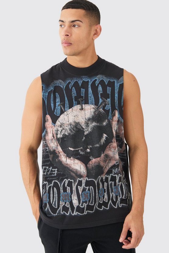 Oversize Tanktop mit Totenkopf-Print