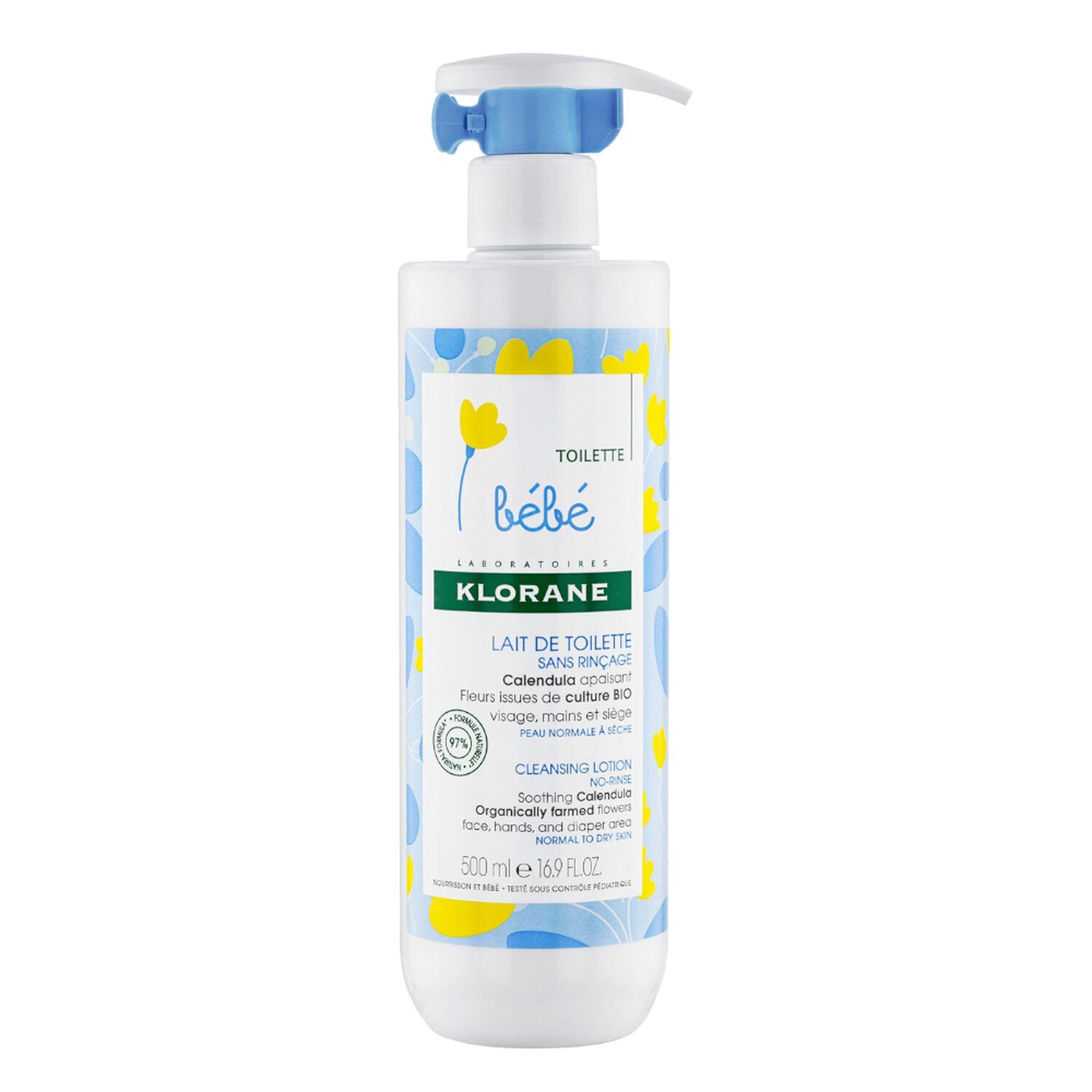 Klorane Lait de Toilette Bébé Au Calendula - Sans Rinçage - 500 ml
