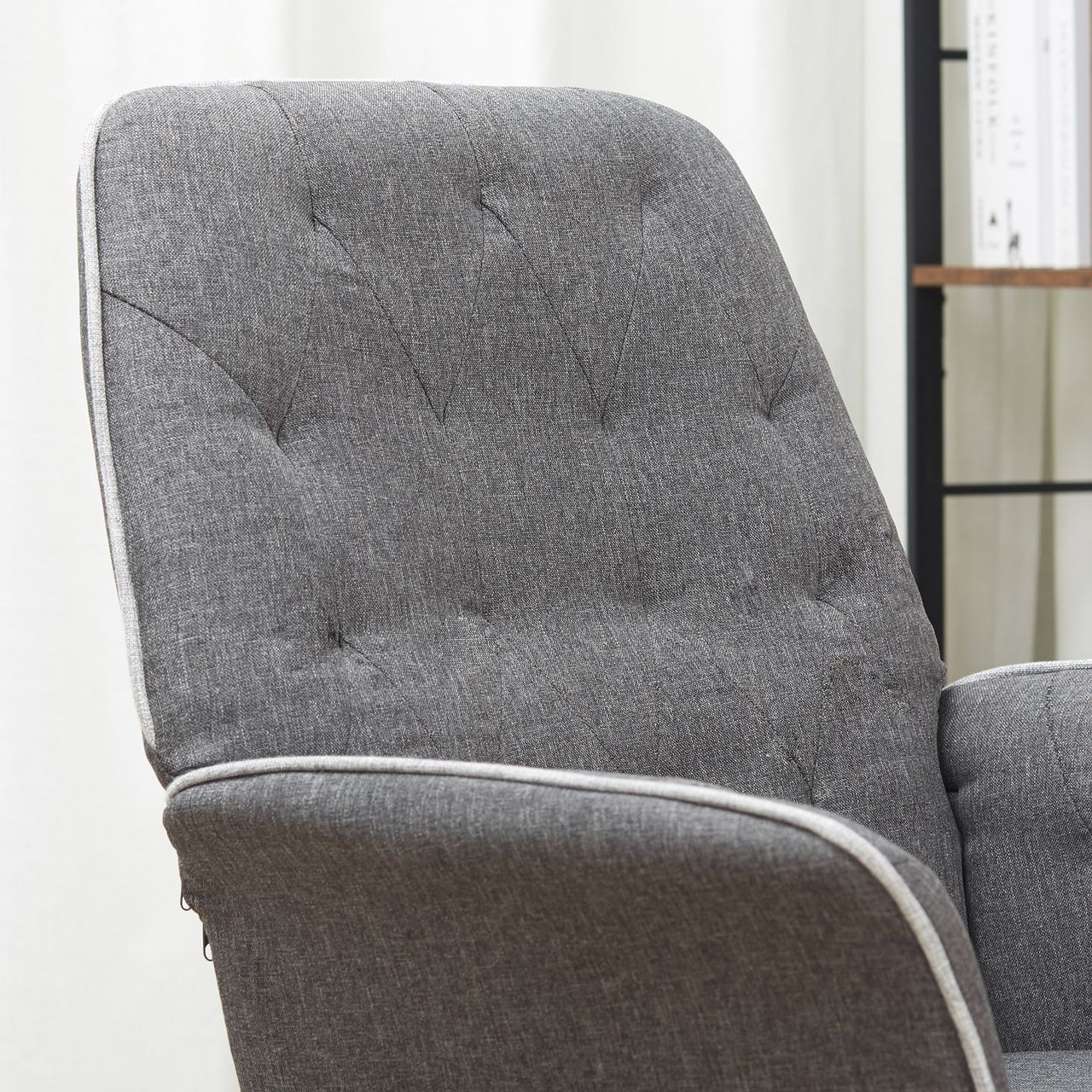 HOMCOM Bürostuhl mit Wippfunktion Drehstuhl Home-Office-Stuhl höhenverstellbarer Schreibtischstuhl ergonomisch 360°-Drehräder Schaumstoff Dunkelgrau 66 x 69 x 89,5-97 cm