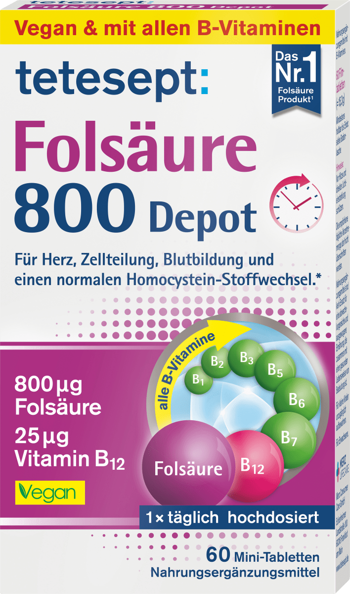 Folsäure 800 Depot Mini Tabletten 60 St, 15,3 g