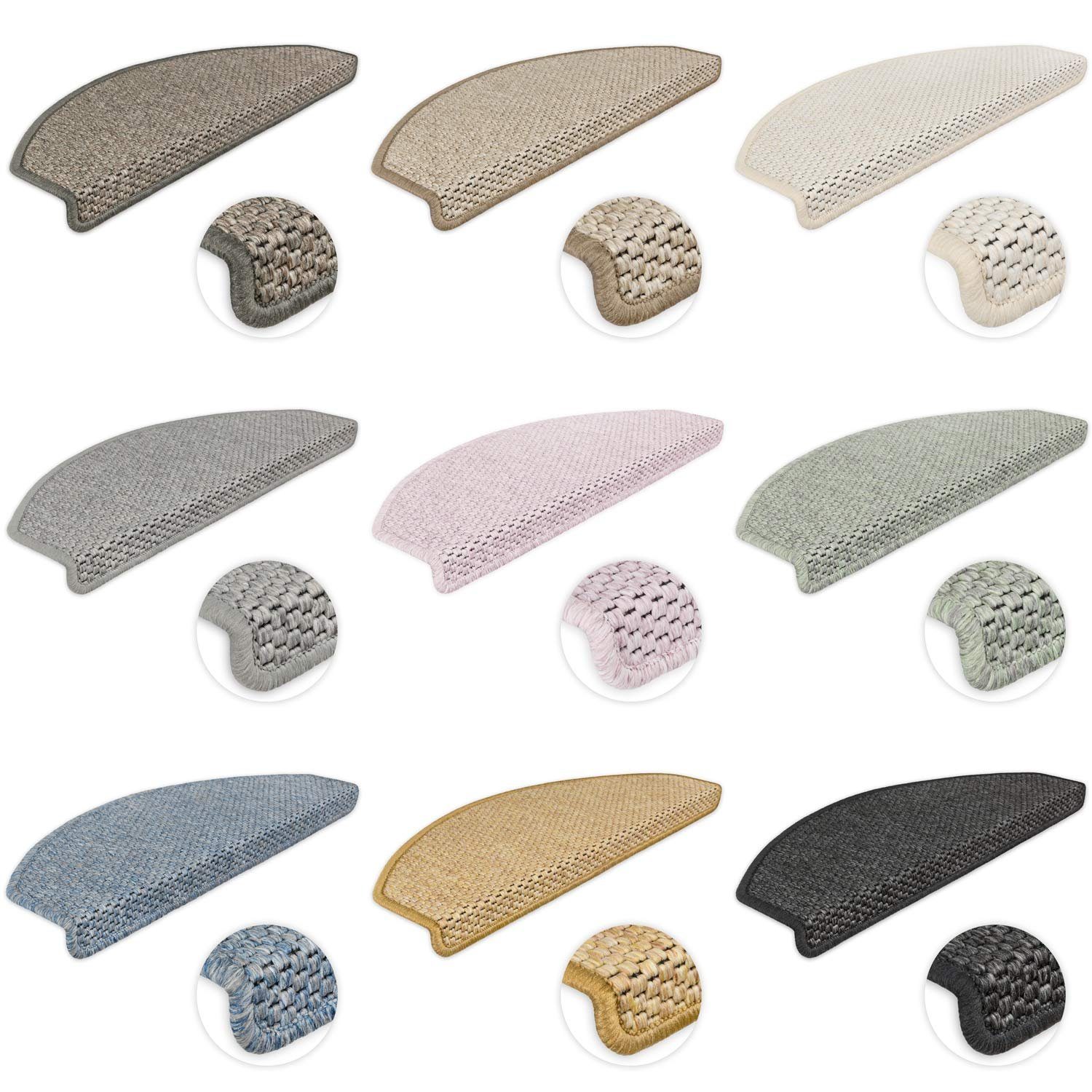 Stufenmatte Stufenmatten Göteborg halbrund Grau 15 Stück, Metzker®, halbrund, Höhe: 8 mm, 15 Stück - Grau