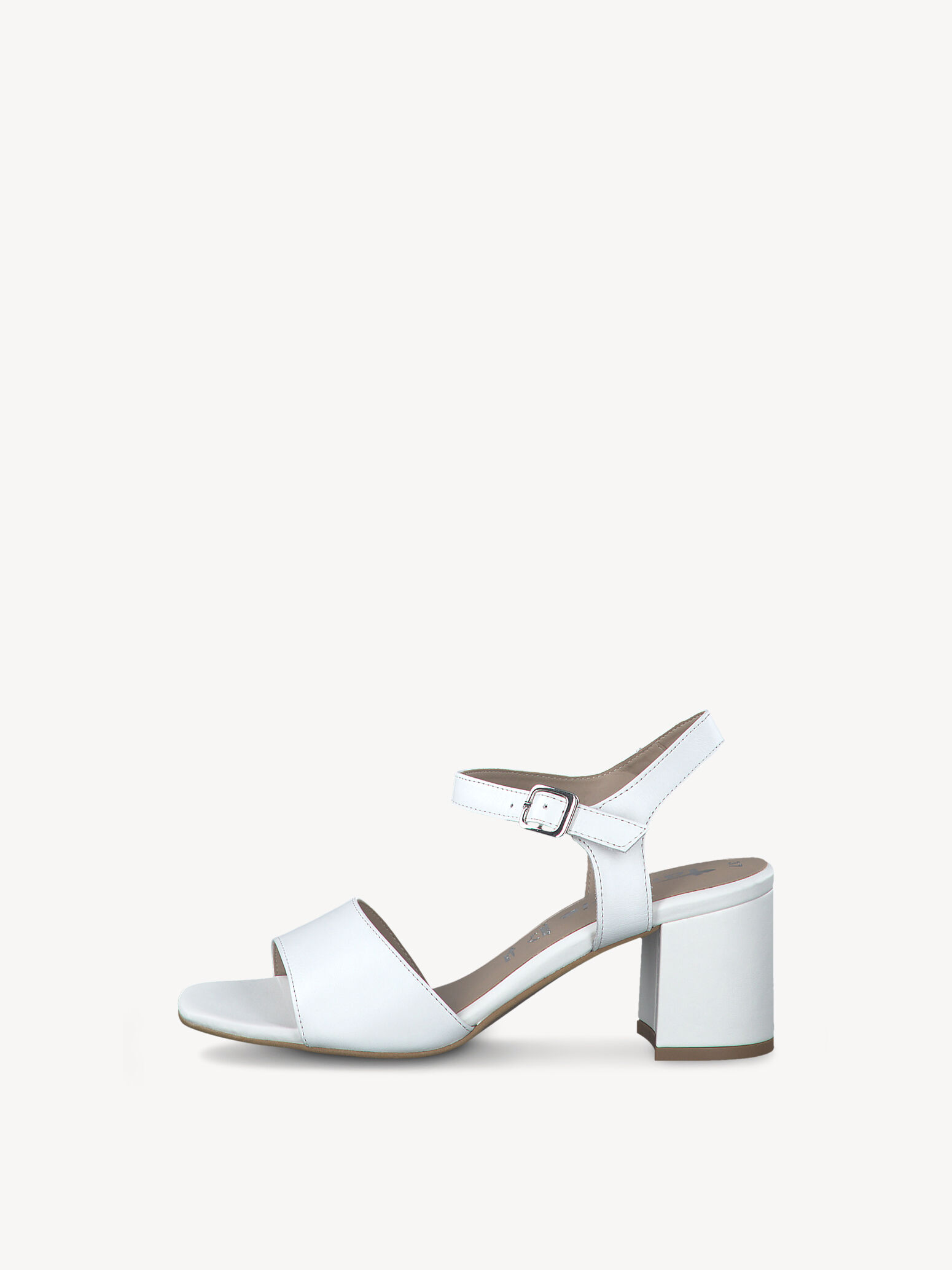 Sandale à talon en cuir - blanc