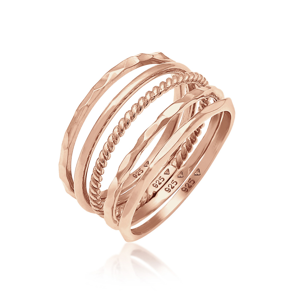 Elli Elli Bague Femmes Set Bande Empilage Minimaliste Tendance Blogueur Basique en Arg Bague