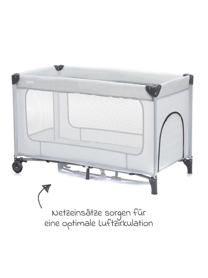 fillikid Reisebett Capri ab Geburt - 15 kg mit verstellbarem in grau günstig kaufen onesize