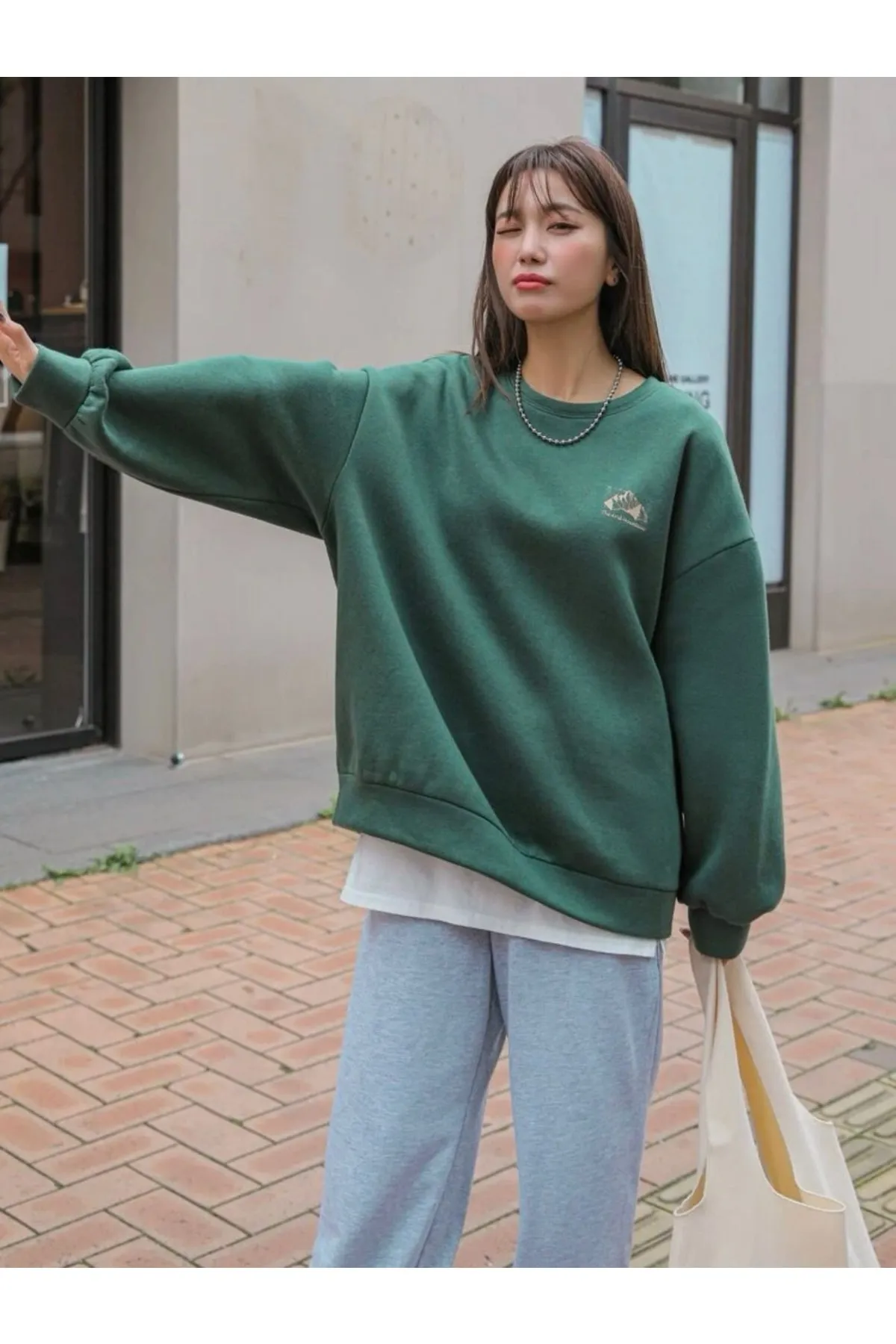 MOONBULL  Sweatshirt - Khaki - Oversized