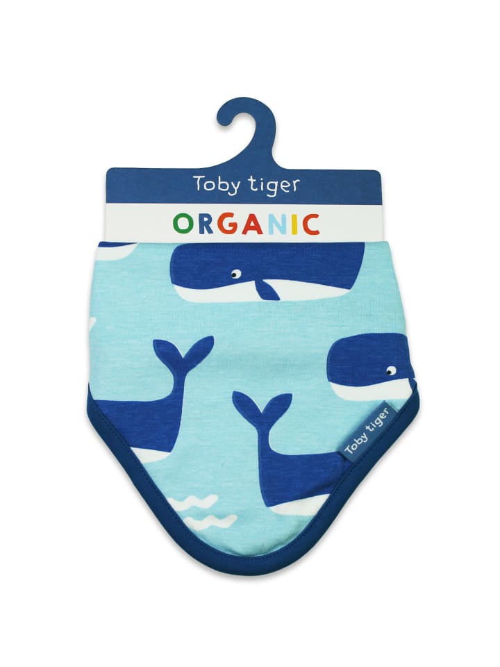 Toby Tiger Dreieckstuch mit Wal und Wellen Print in blau günstig kaufen 0