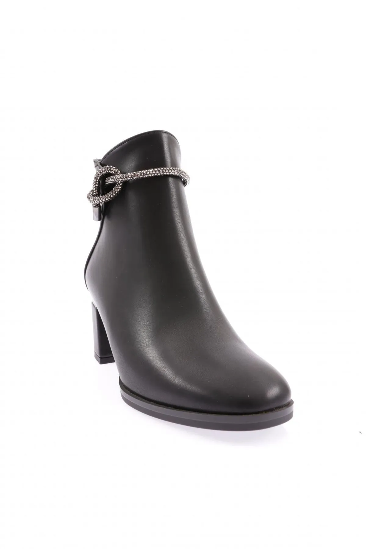 DGN  Schwarze Damenstiefel mit Absatz, Modell 407, Siler Stone, seitlicher Reißverschluss