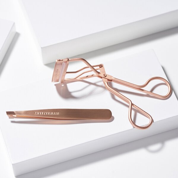 Tweezerman Brow & Lash Set - Augenbrauen & Wimpern Set, Rose Gold Augenbrauenpflegeset