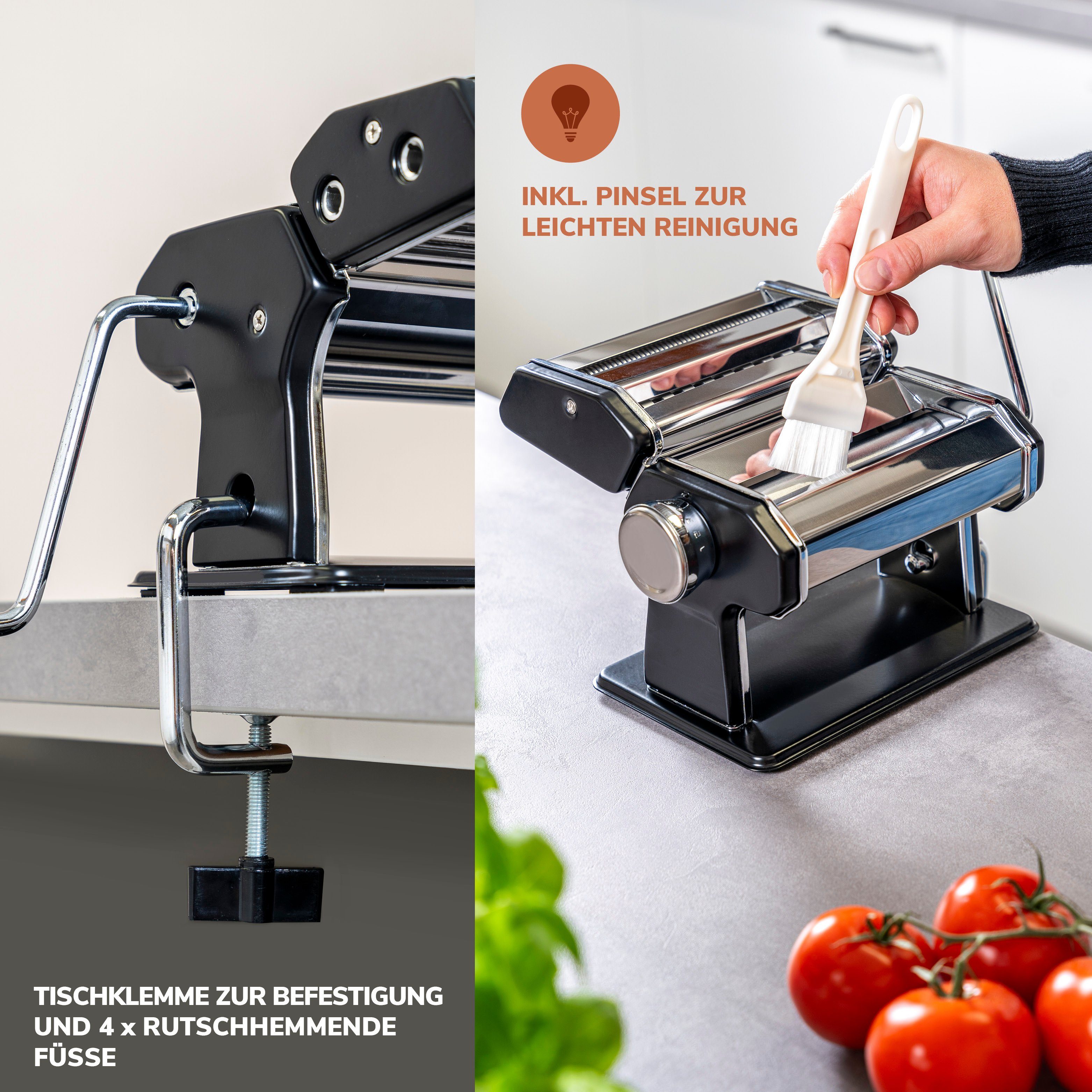 bremermann Nudelmaschine bremermann Nudelmaschine matt schwarz/Edelstahl - für Spaghetti, Pasta