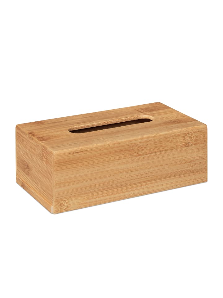 relaxdays 2 x Kosmetiktücherbox in Natur - (B)24,5 x (H)8,5 x (T)13,5 cm günstig kaufen onesize