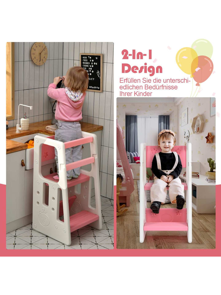 COSTWAY 2 Stufen Lernturm in Rosa günstig kaufen 90 cm