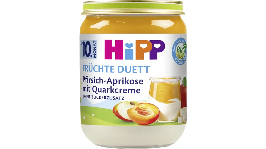 HiPP Bio Früchte-Duett Pfirsich-Aprikose mit Quarkcreme 160 g