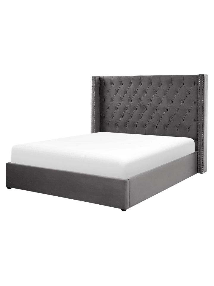 Beliani Doppelbett LUBBON in Grau/Silber - (W) 190 x (H) 144 x (L) 217 cm günstig kaufen onesize