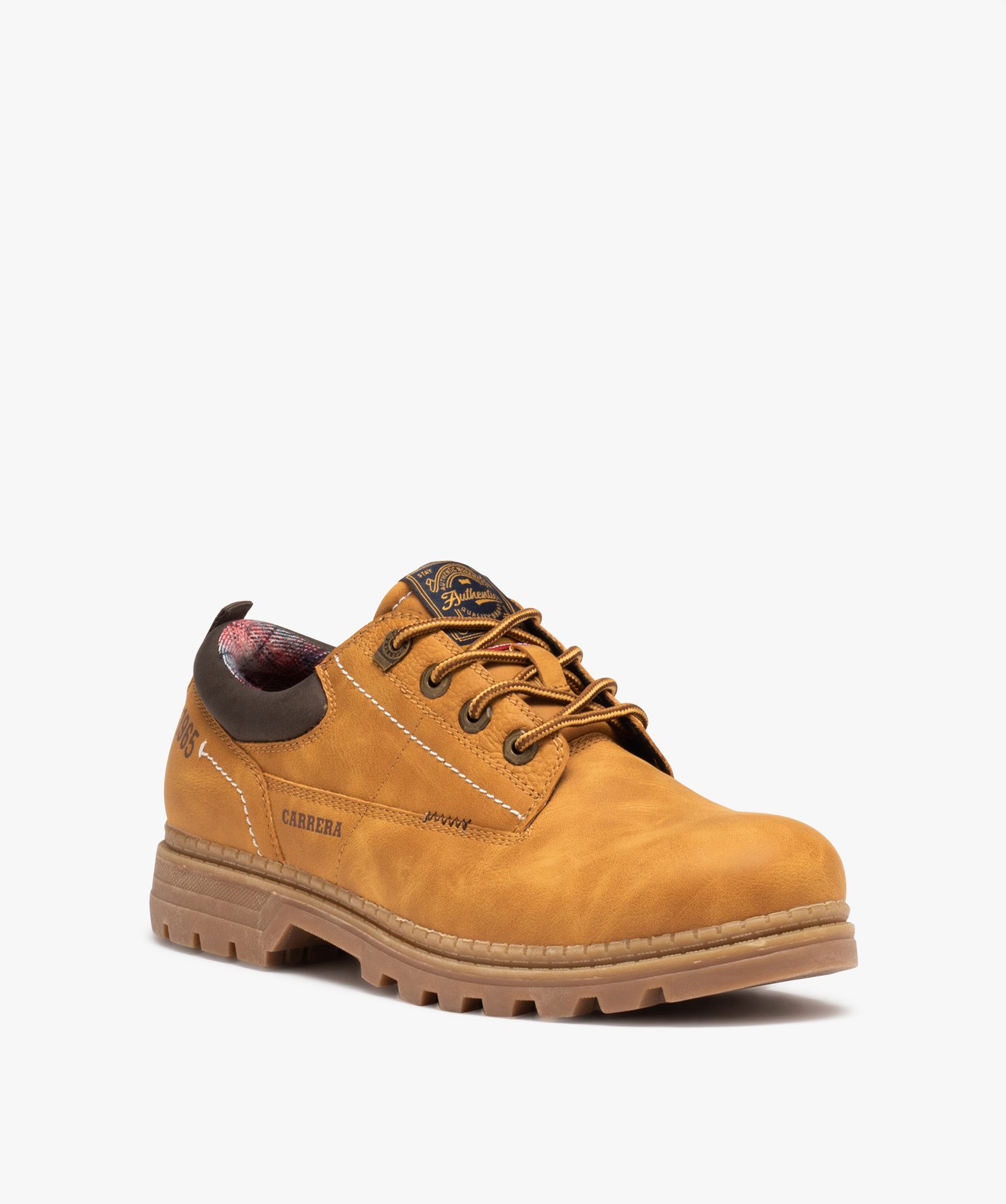 Derbies homme unis à semelle crantée et col rembourré camel | GEMO