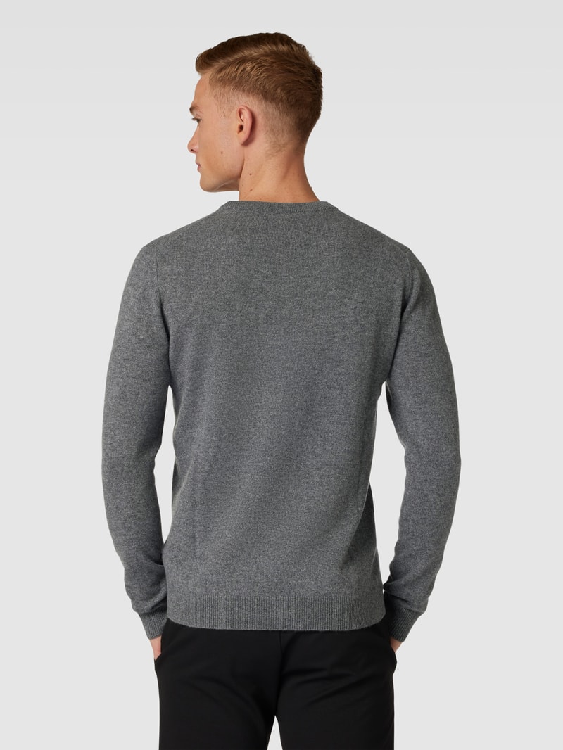 Strickpullover aus Kaschmir mit Rundhalsausschnitt Modell 'mordy' in mittelgrau meliert