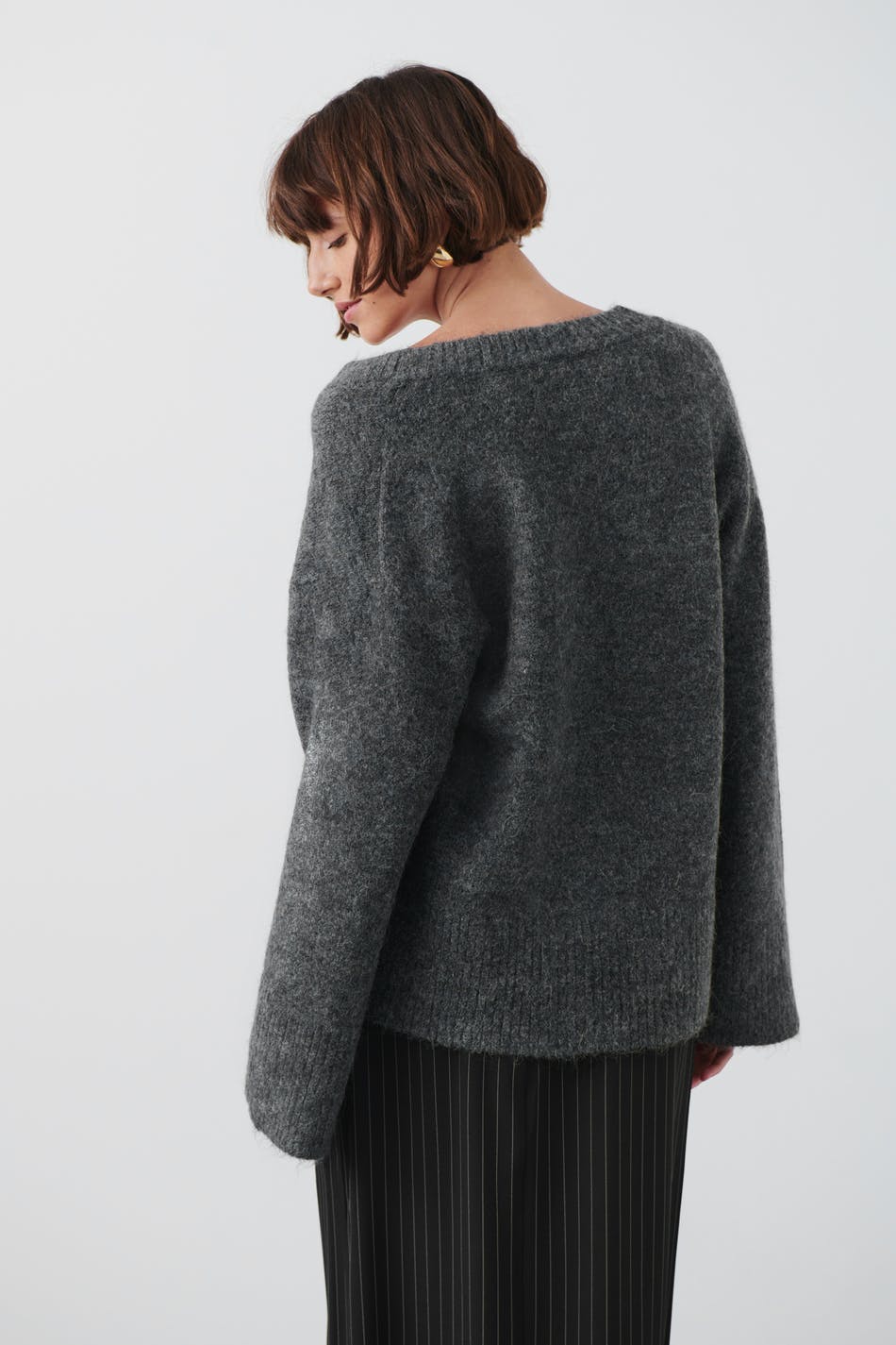 V-neck knitted sweater