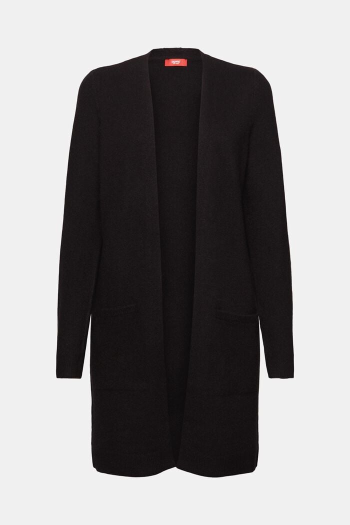 Langer, offener Cardigan aus Wollmix