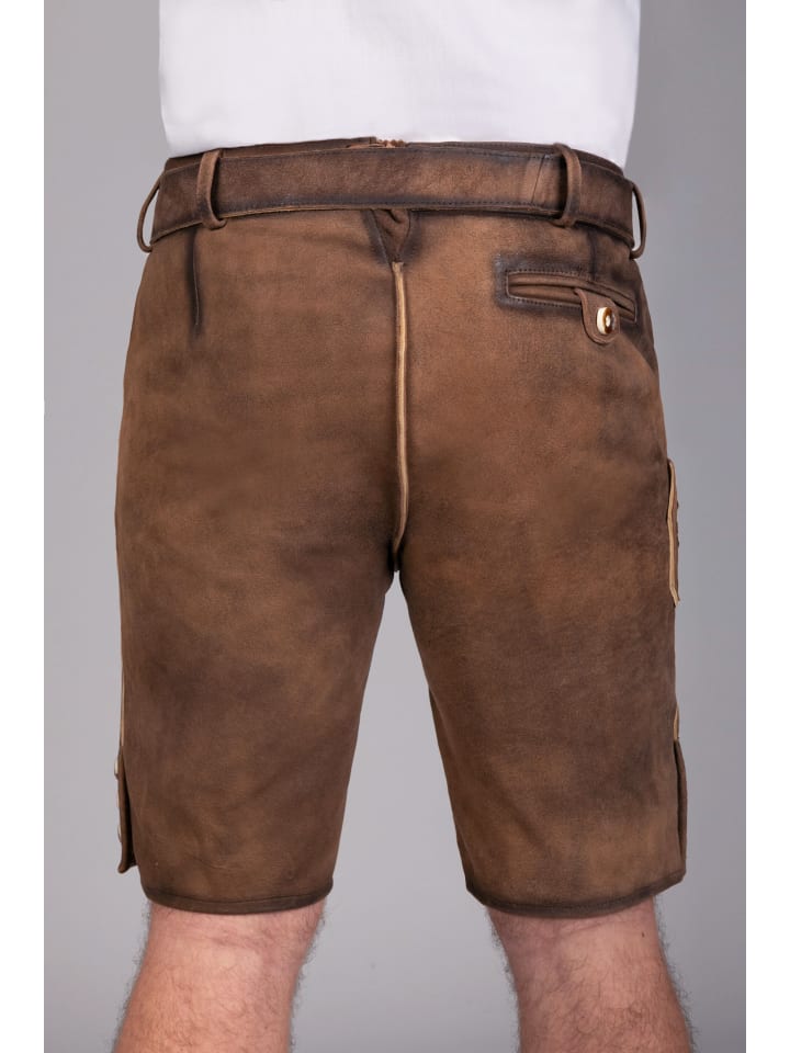 Edelnice Kurze Wildbock Lederhose Markus in dunkelbraun günstig kaufen