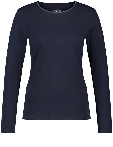 Basic Langarmshirt mit Satinblende