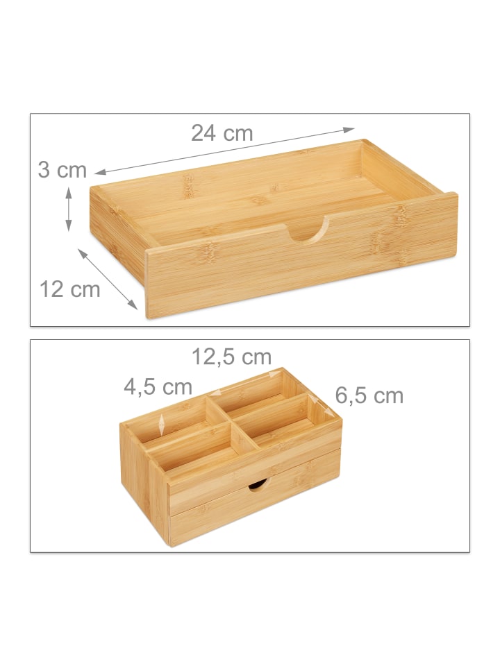 relaxdays Kosmetik Organizer 4 Fächer in Natur günstig kaufen onesize