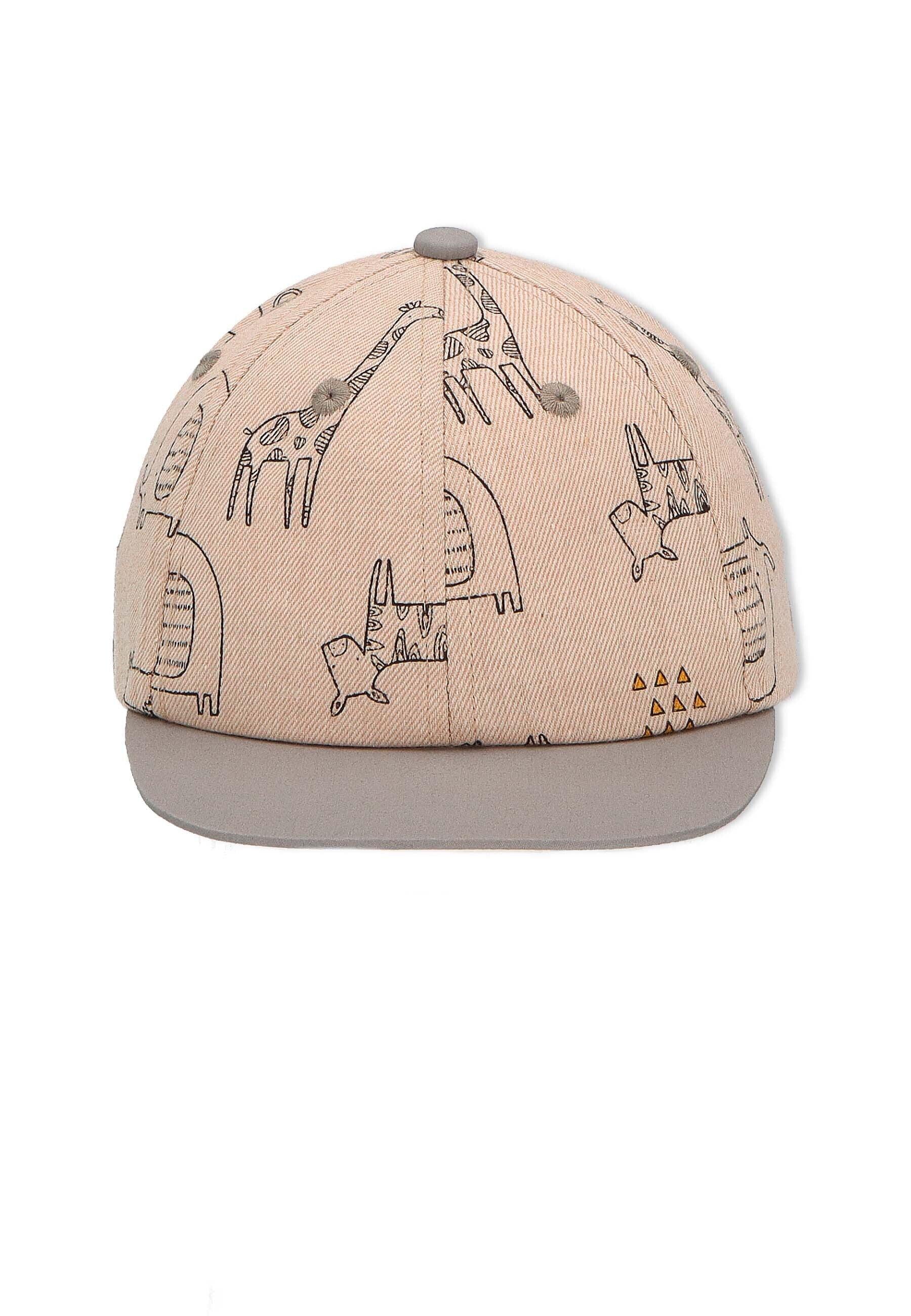 Baseball-Cap bedruckt mit Safari-Tieren in Beige