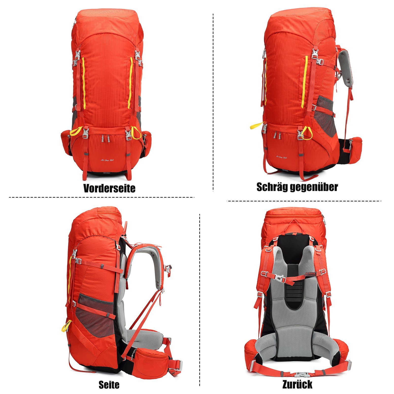 TAN.TOMI Wanderrucksack 80L Trekkingrucksack Campingrucksack Wanderrucksack Großer, Reiserucksack Mit Regenabdeckung für Wandern, Radfahren, Klettern
