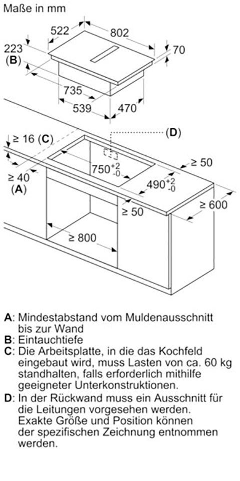 NEFF Kochfeld mit Dunstabzug N 50 T48CB1AX2