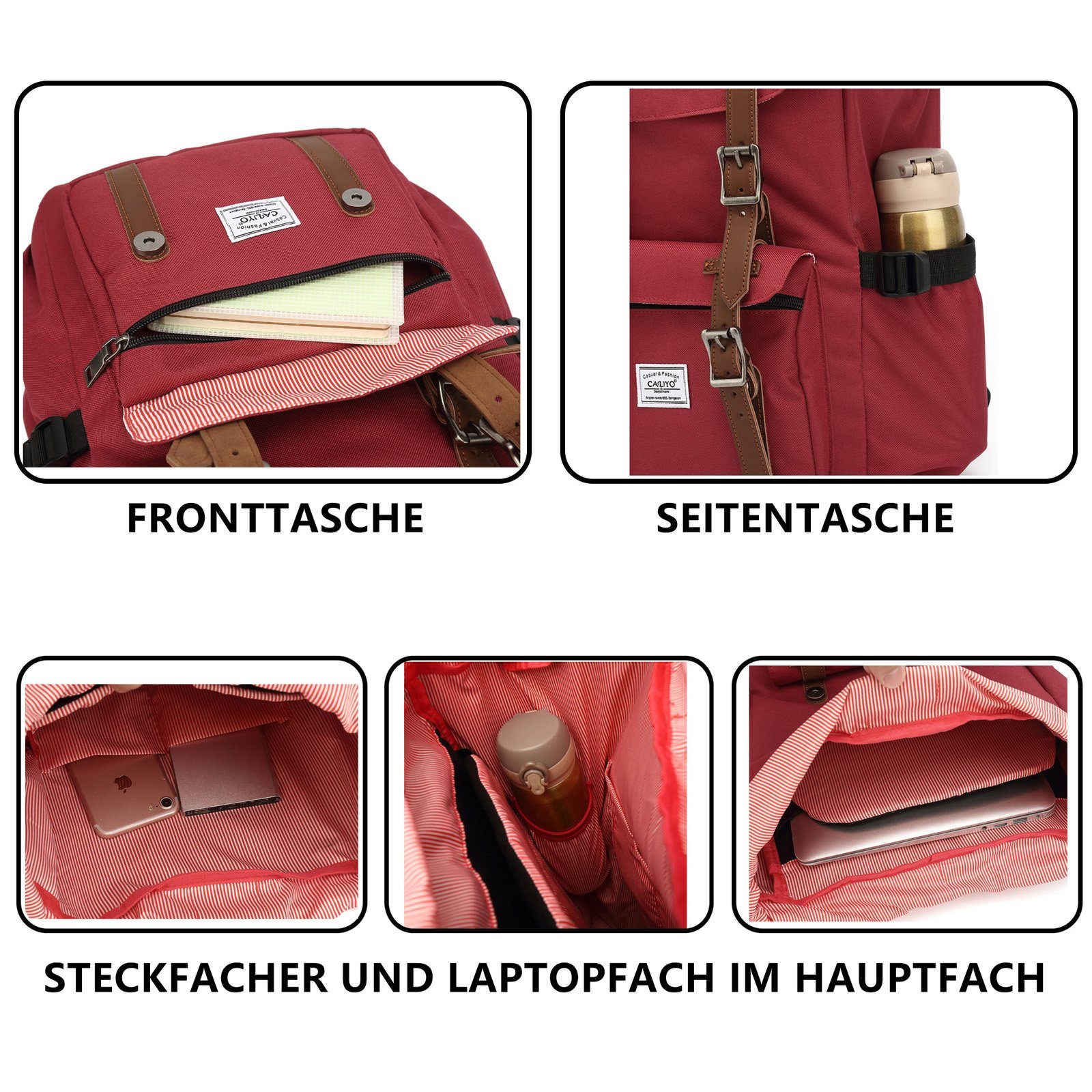 TAN.TOMI Schulrucksack TAN.TOMI Tagesrucksack Schulrucksack Groß Damen Herren Freizeitrucksack im Retro Design Reiserucksack mit 15