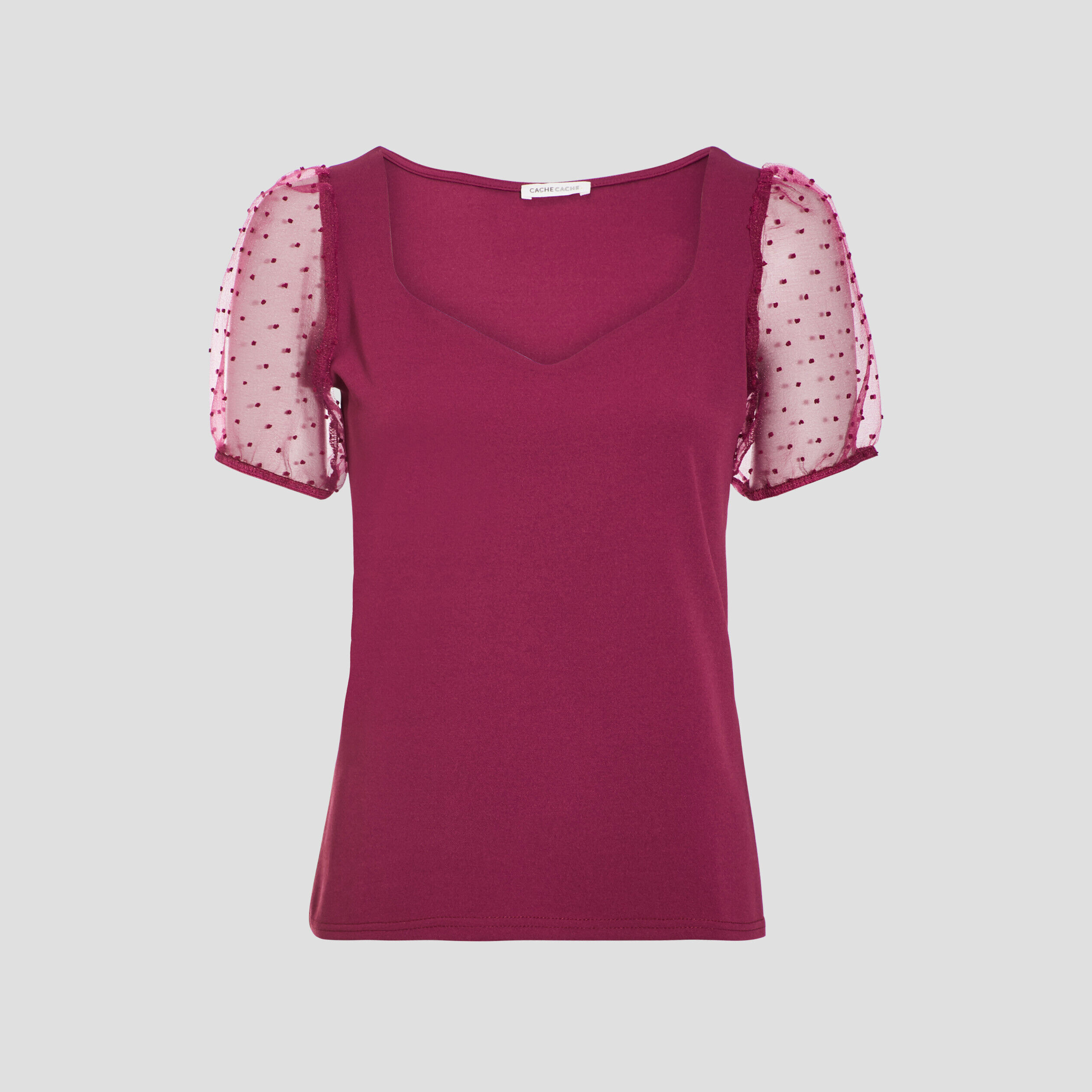 T-shirt manches courtes violet foncé femme | Cache Cache