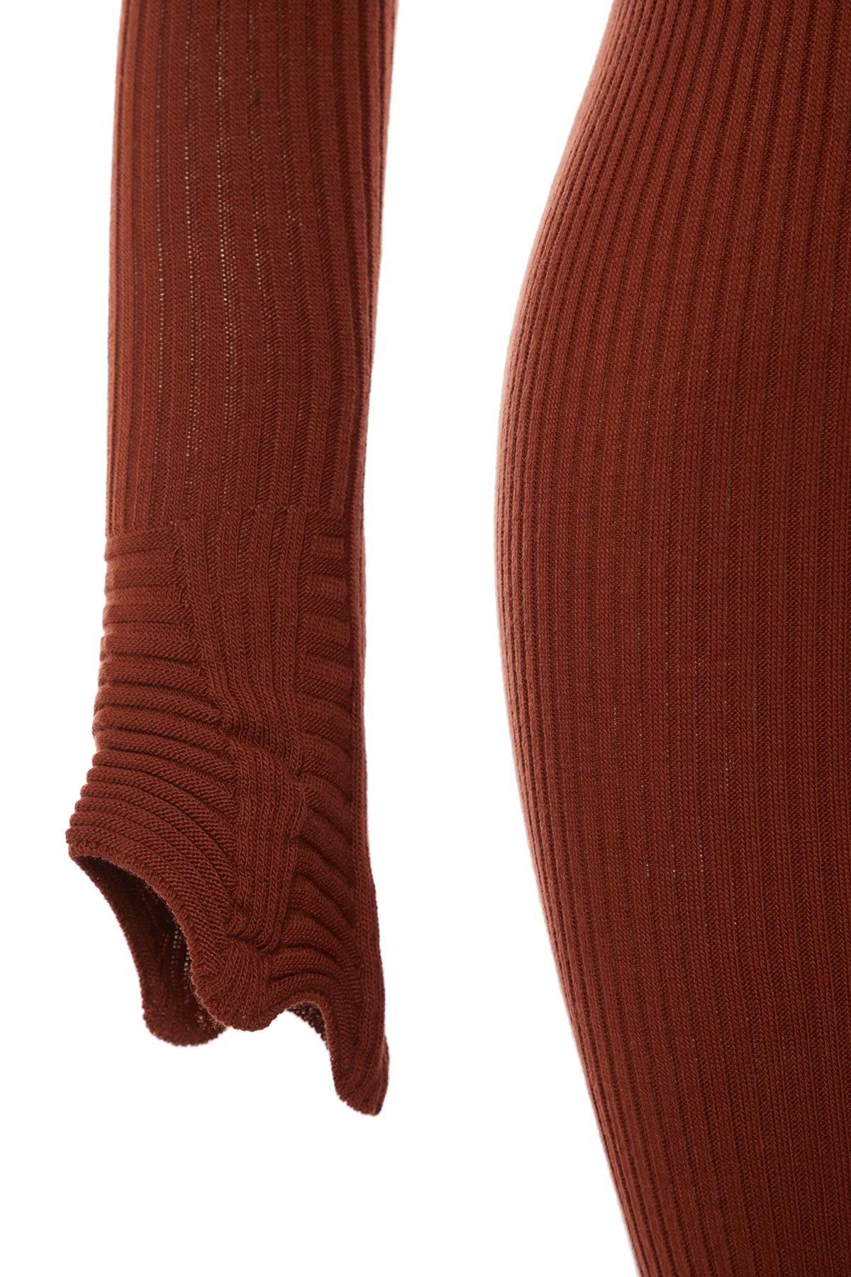 Trendyol Collection  Hellbraunes Strickkleid mit Rüschen und Volants TWOAW20YN0005