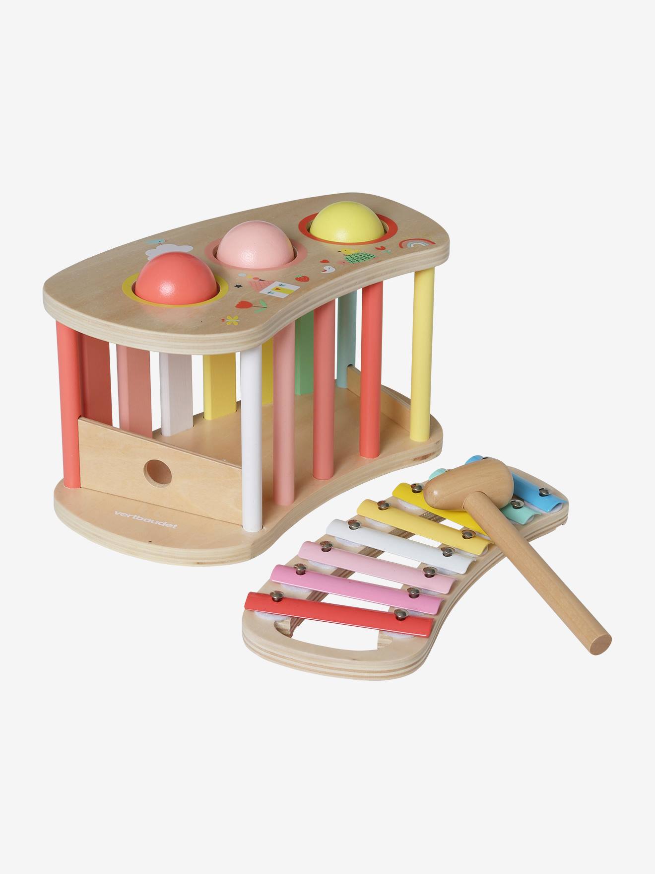 Tap tap xylophone 2 en 1 en bois FSC® rose