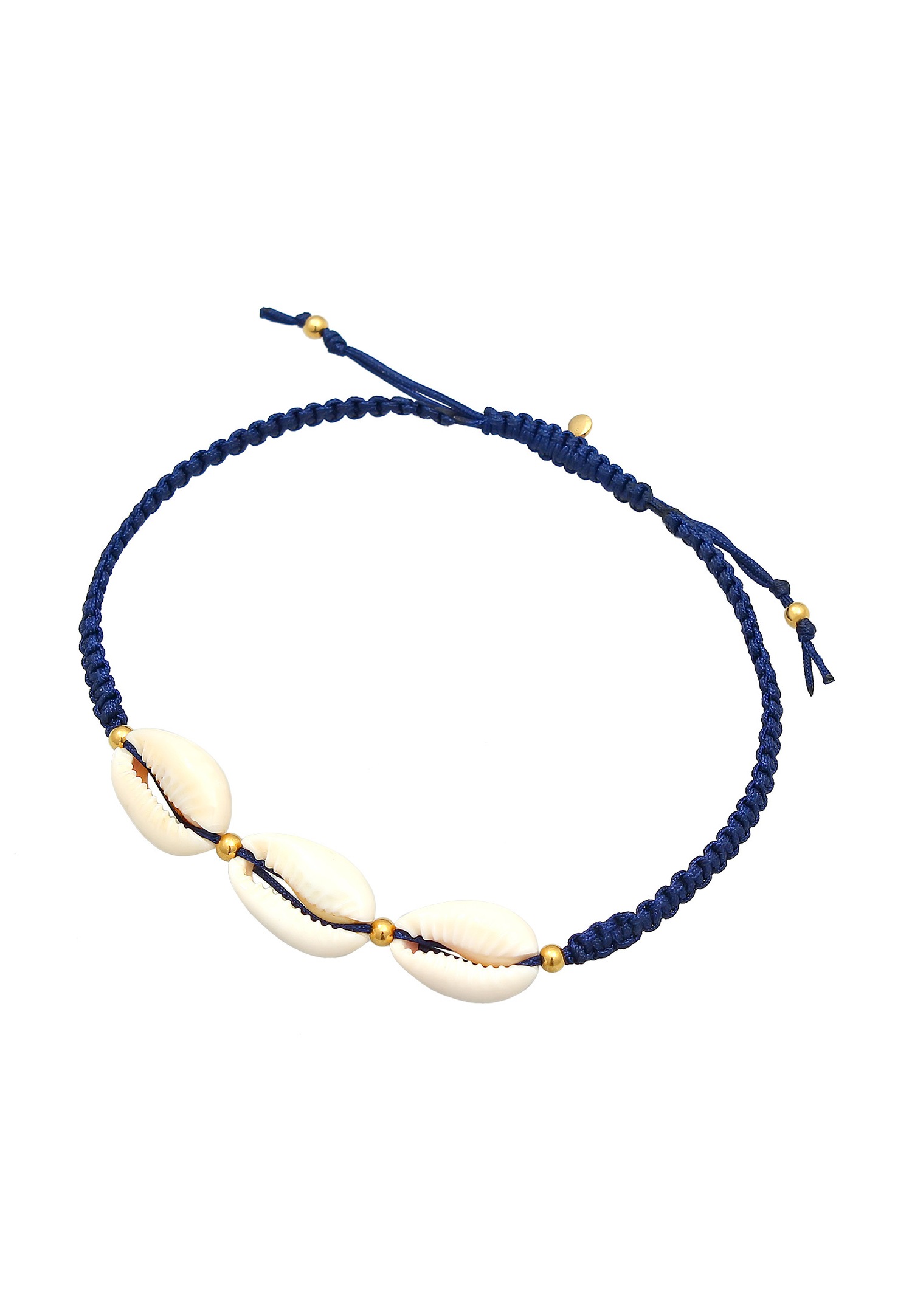 Elli Mujer Kauri Shell Ocean Nylon Verano Ajustable Plata de Ley 925 Chapado en Oro