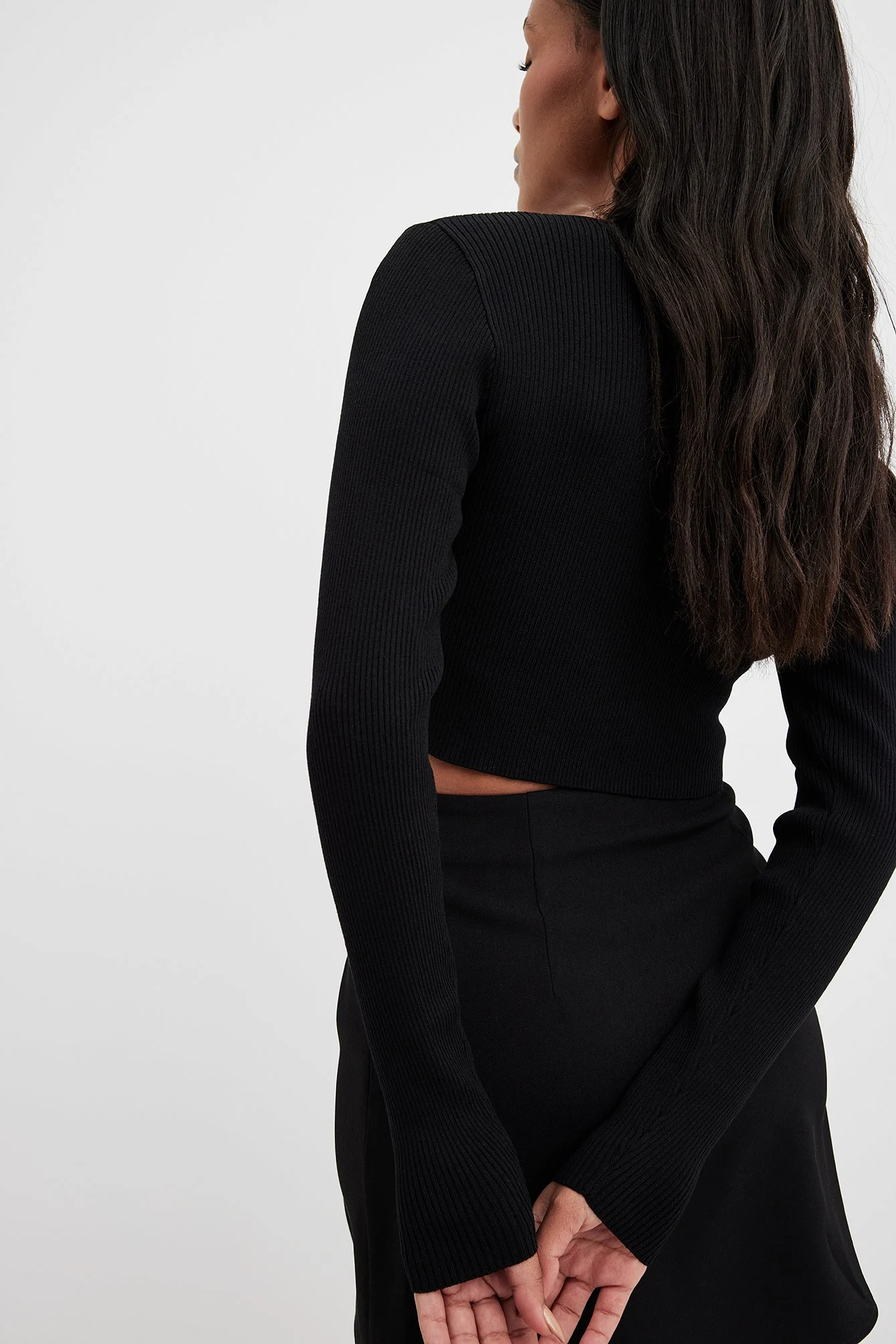 Cropped Feinstrickpullover mit Blumendetails