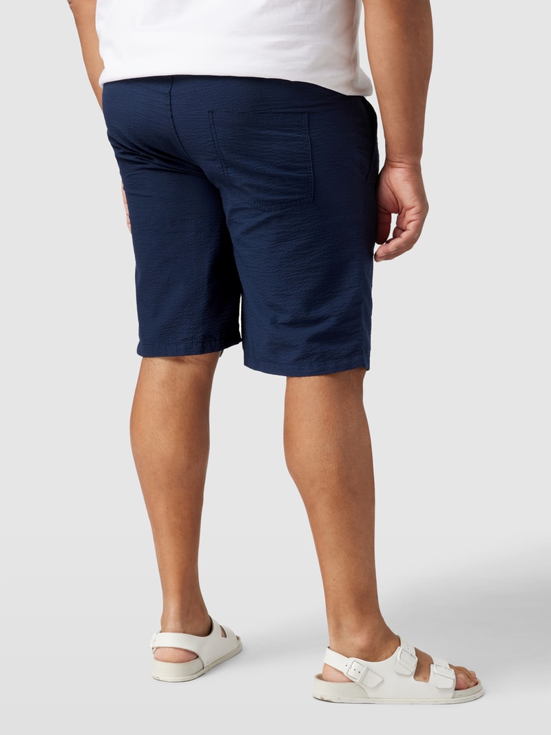 PLUS SIZE Shorts mit Strukturmuster Modell 'JEFF' in marineblau