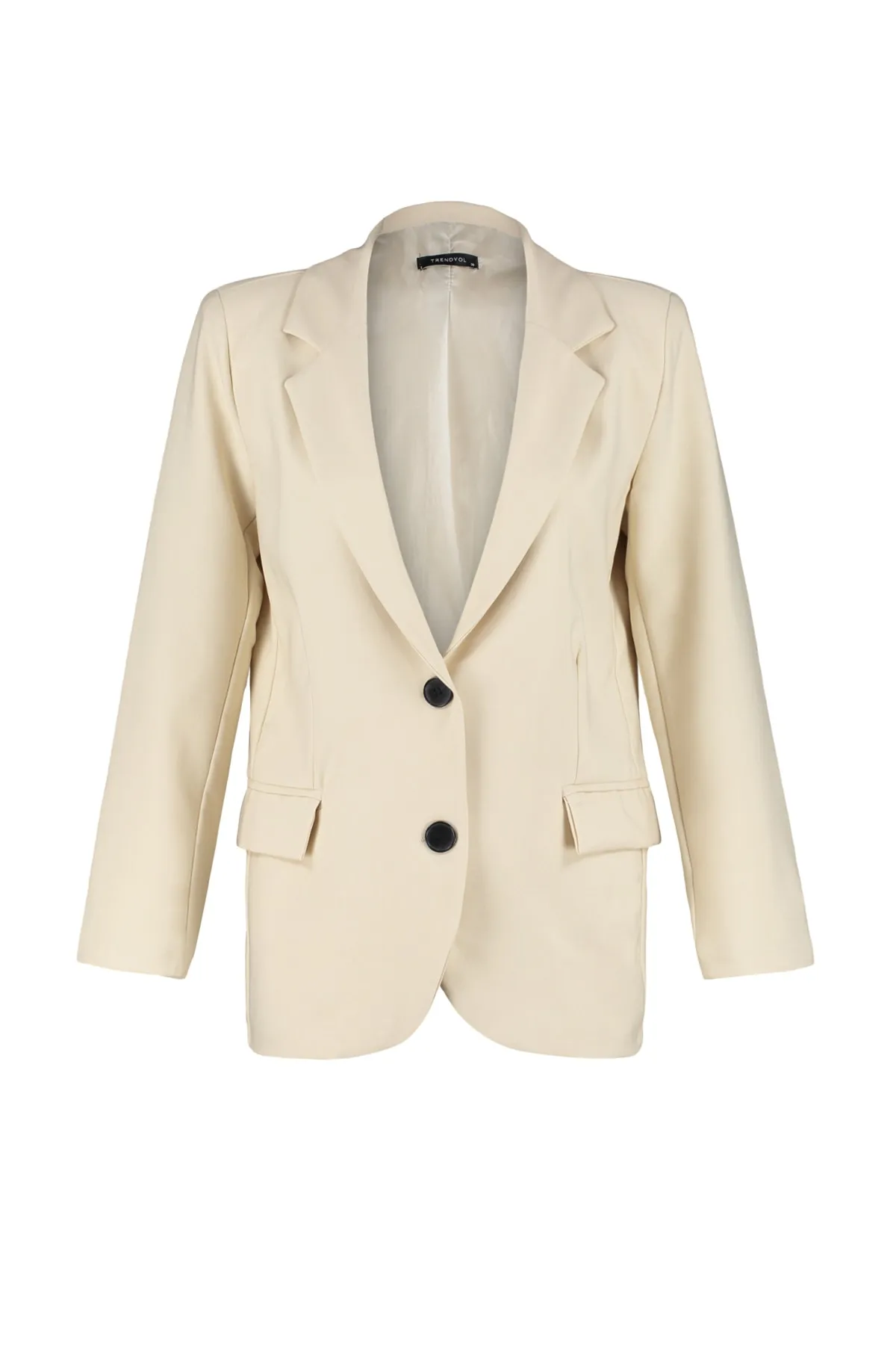 Trendyol Collection  Gewebte Blazerjacke mit normalem Futter in Stein TWOSS22CE0104
