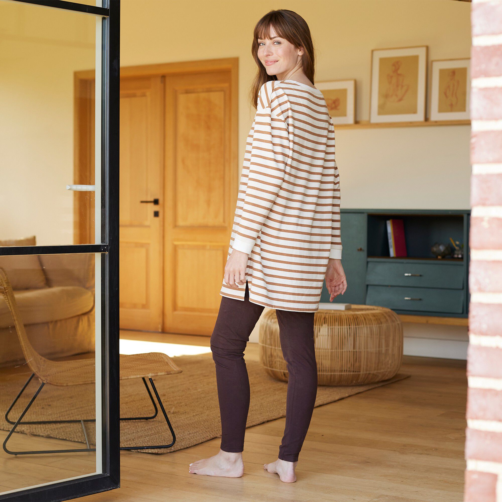 Pyjama molleton rayé avec legging