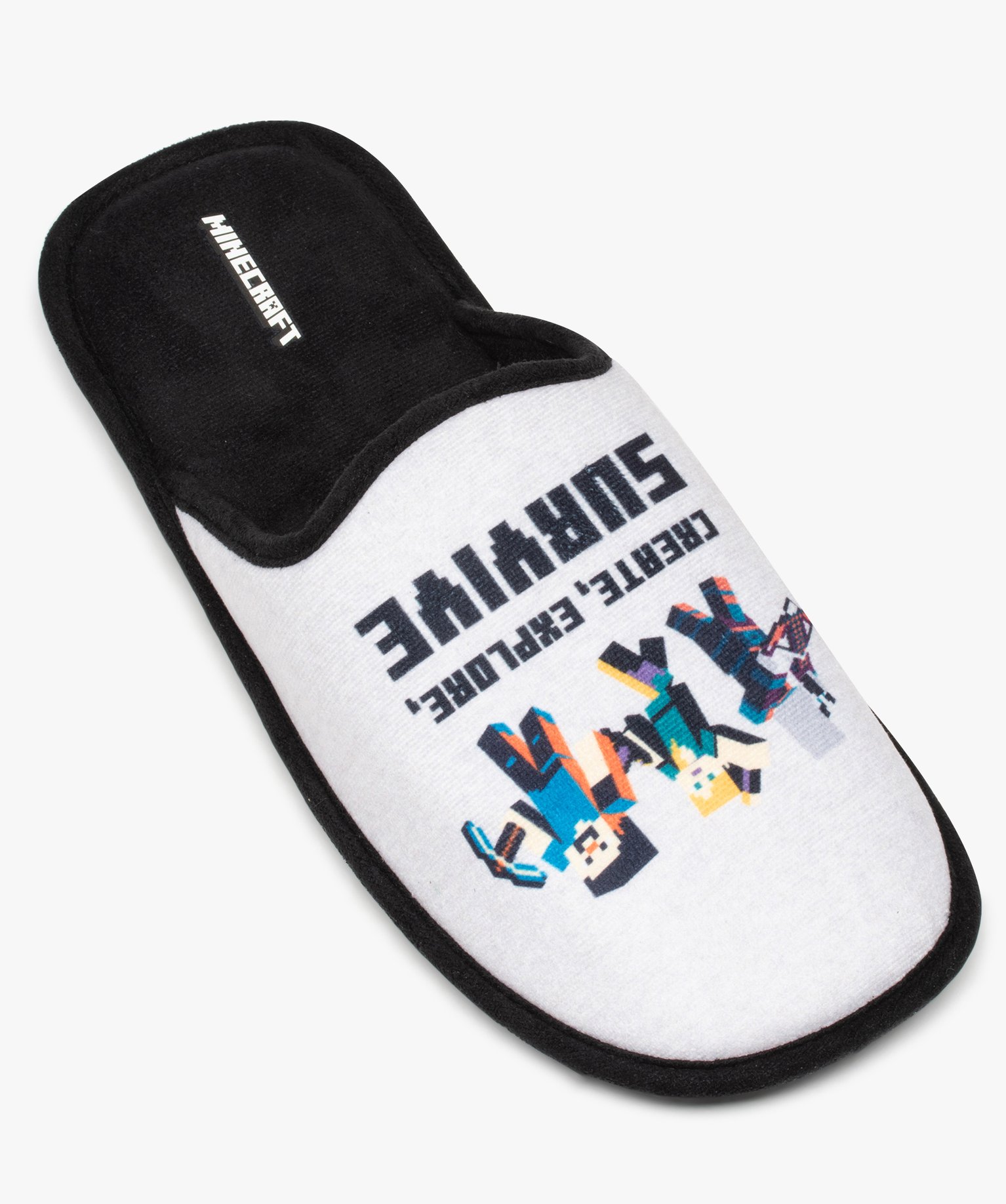 Chaussons enfant mules en velours imprimé - Minecraft gris | GEMO