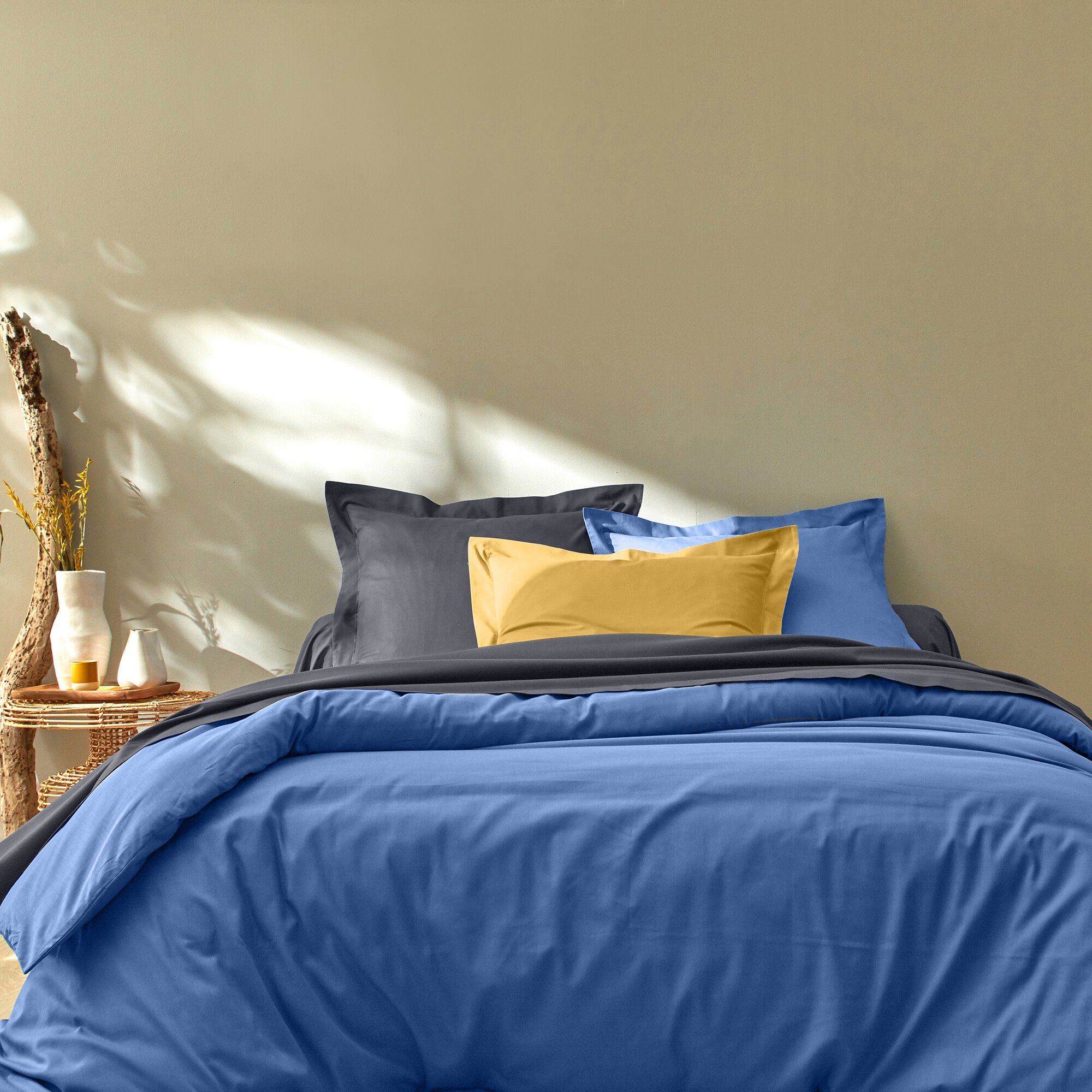 Linge de lit uni polyester-coton Colombine