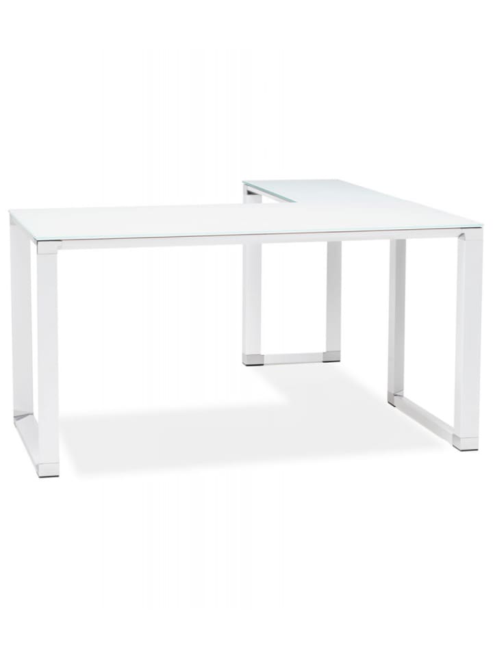 KADIMA DESIGN Eckbüro Schreibtisch aus Metall und Glas | Moderner Industriestil in Weiß günstig kaufen
