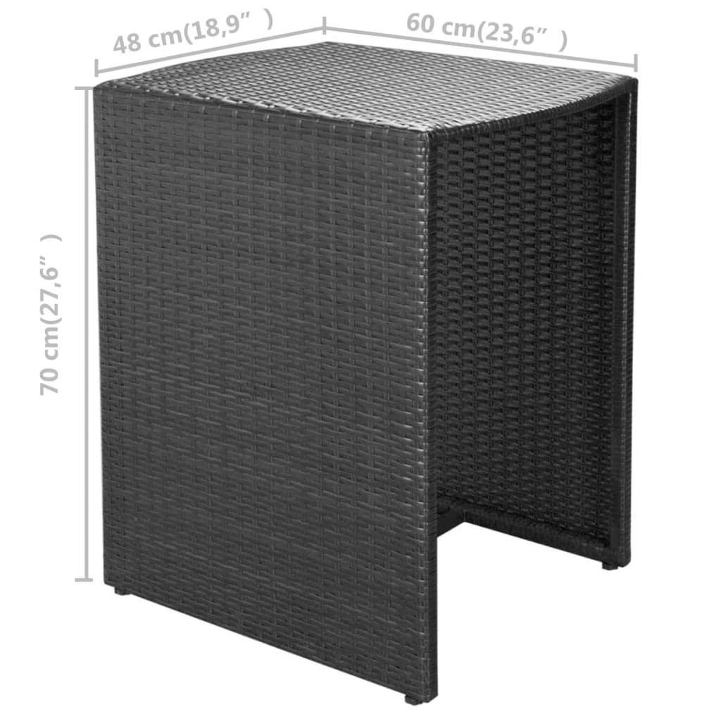 vidaXL Gartenlounge-Set 3-tlg. Bistro-Set mit Auflagen Poly Rattan Schwarz, (3-tlg)
