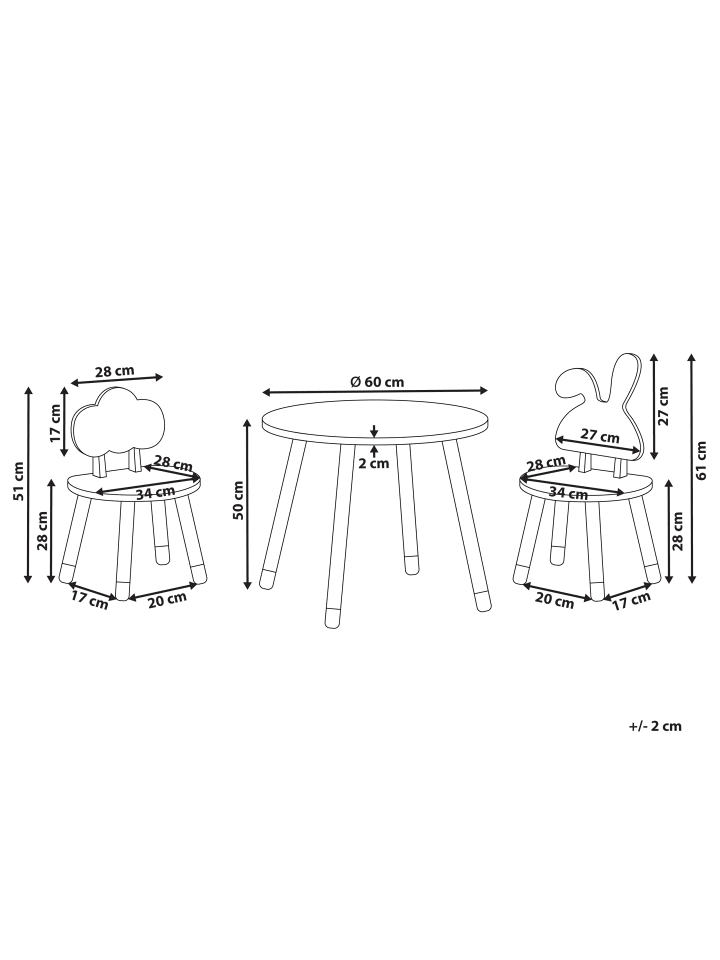 Beliani 3-tlg Kindertisch mit Stühlen ROBIN in Weiß/Heller Holzfarbton/Grün günstig kaufen onesize