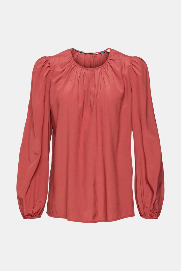 Bluse mit Keyhole-Detail, LENZING™ ECOVERO™