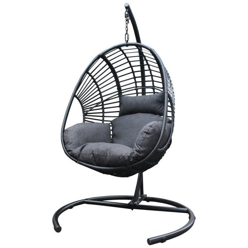 Hammock Wicker Swing Egg Chair Outdoor Backyard or Indoor With Stand Rain Cover Included